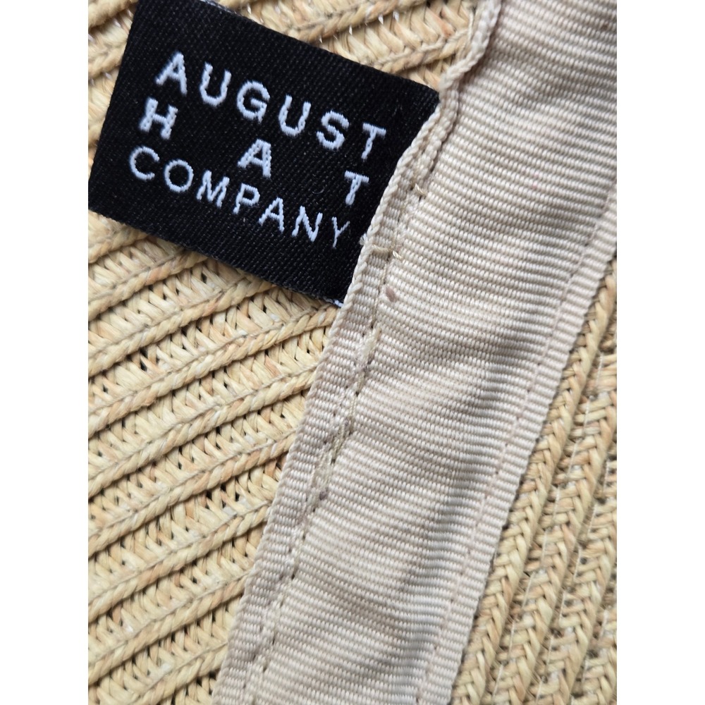 August Hat Company Leopard Print Scarf Tie Straw Visor Tan Brown RN 67508 - Picture 6 of 8